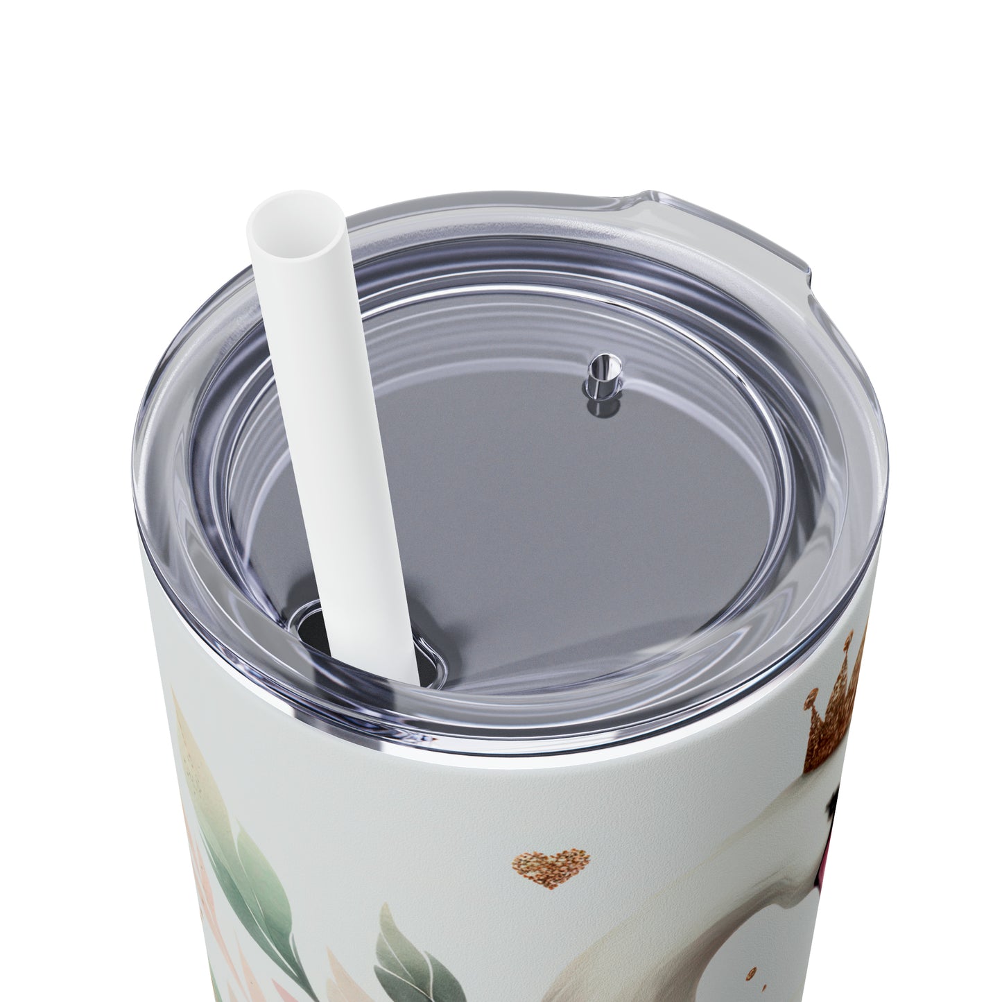 Skinny Tumbler with Straw, 20oz, Swan Princess