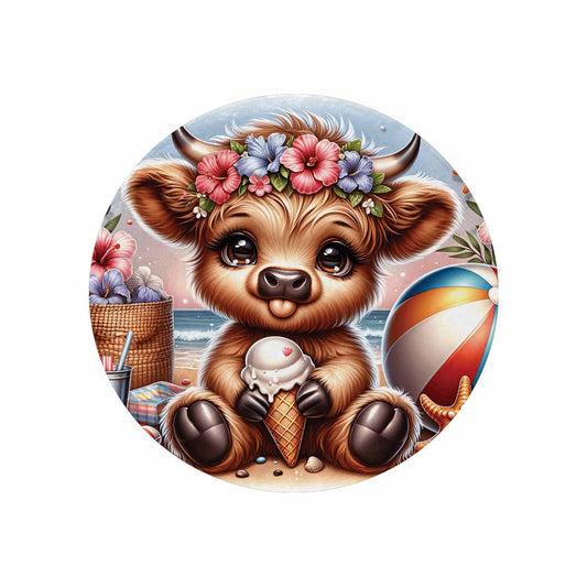 Highland Cow Awd35120  Circular Micro Fleece Blanket 60"