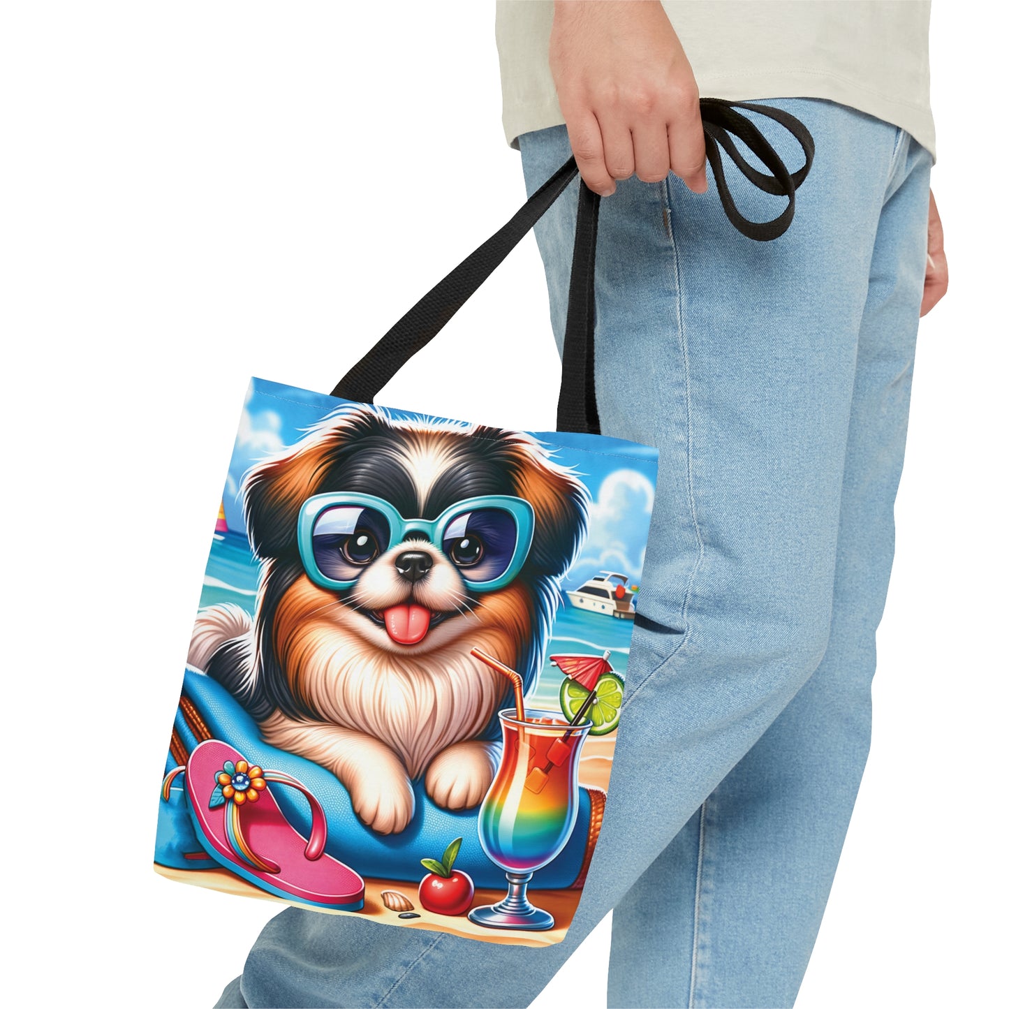 Tote Bag, Dog on Beach, Pekinese, Tote bag,  awd-1230