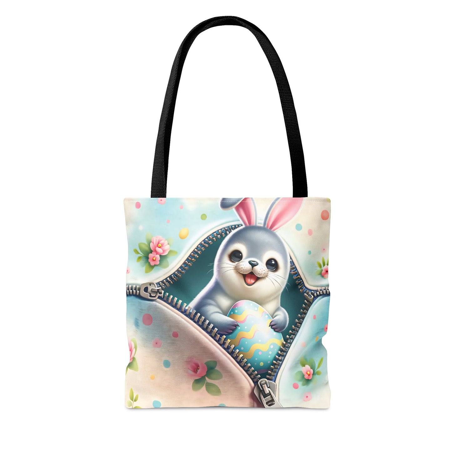 Tote Bag, Easter, Cute Seal with bunny ears, Personalised/Non-Personalised Tote bag