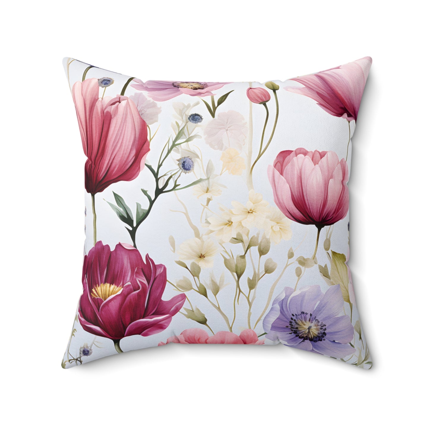 Polyester Square Pillow, Floral Cushion