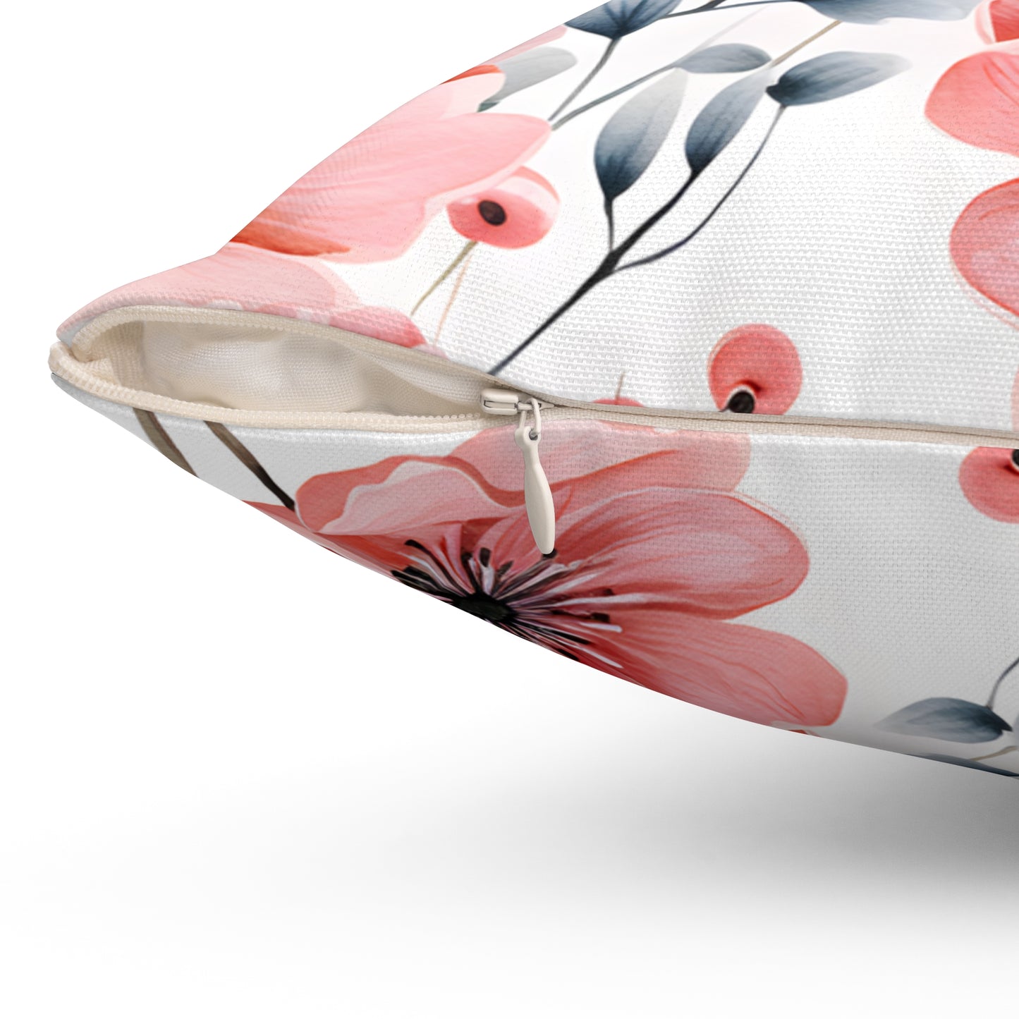 Spun Polyester Square Pillow, Floral Cushion