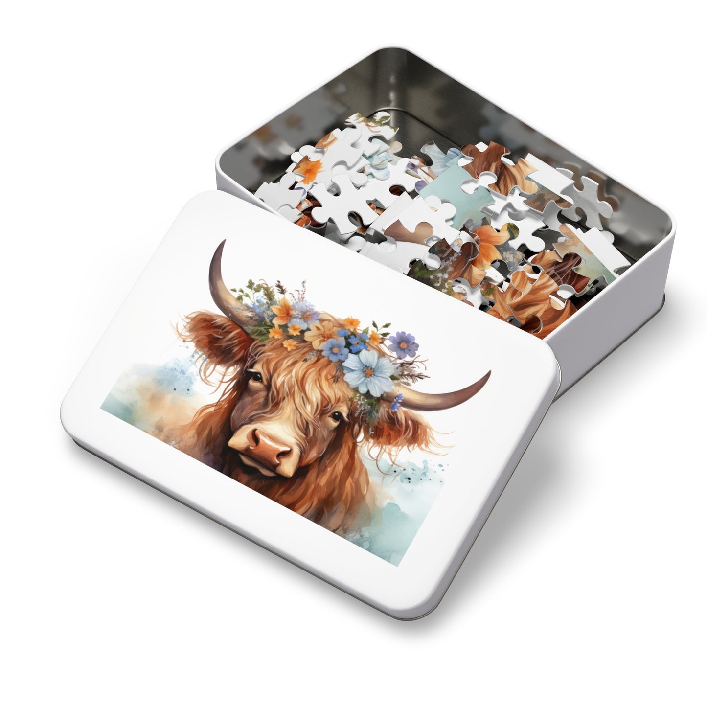 Jigsaw Puzzle, Highland Cow, Personalised/Non-Personalised (30, 110, 252, 500,1000-Piece)