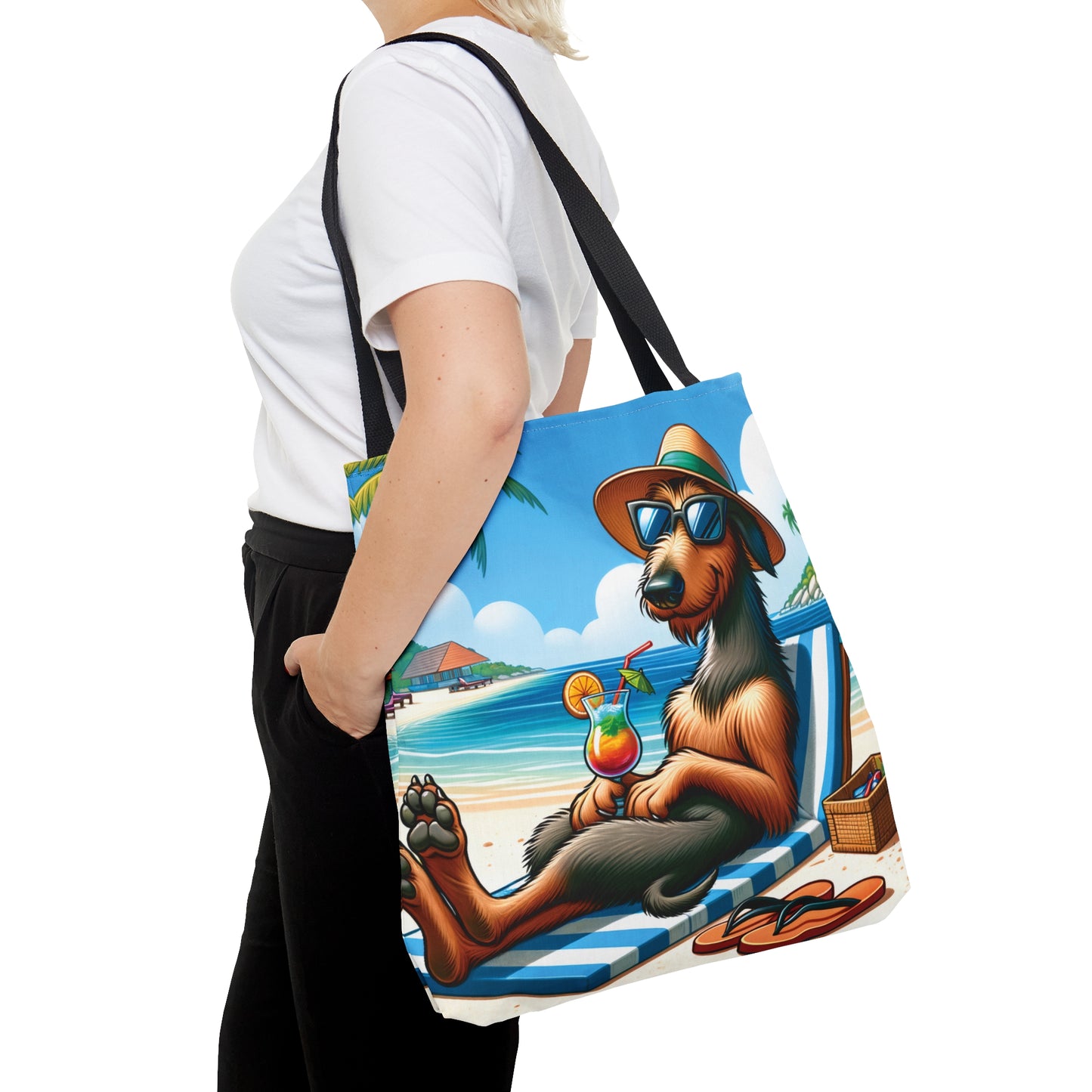 Tote Bag, Dog on Beach, Irish Wolfhound, Tote bag,  awd-1217