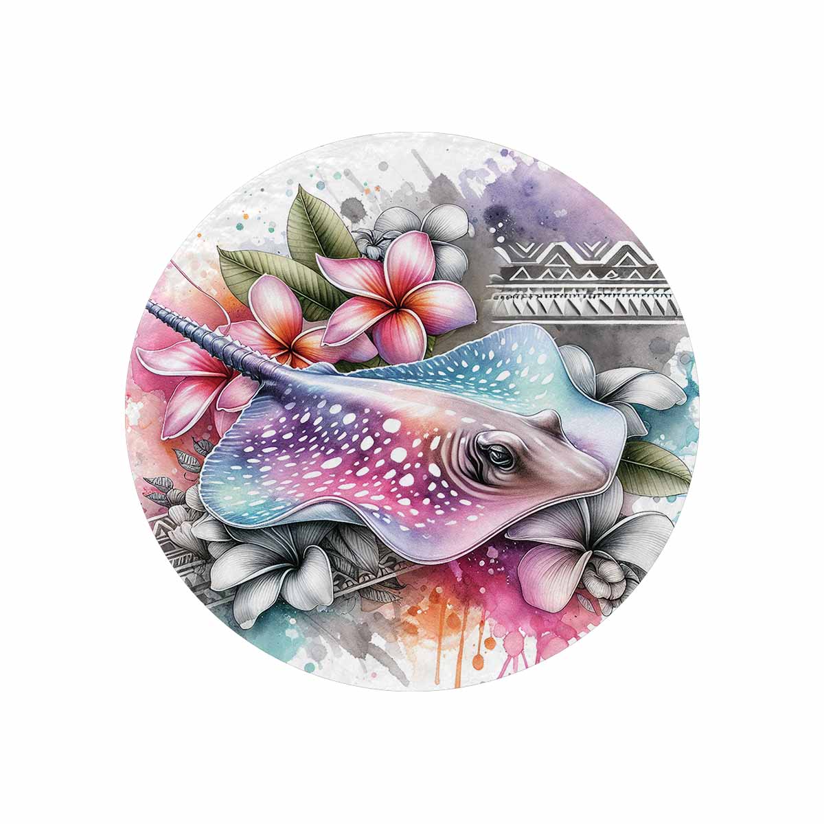 Sea_Animals_Stingray_Awd35198  Circular Micro Fleece Blanket 60"