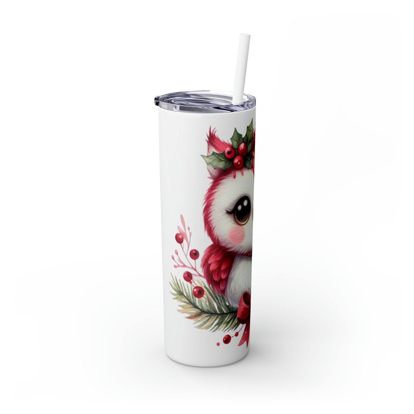 Skinny Tumbler with Straw, 20oz, Owl