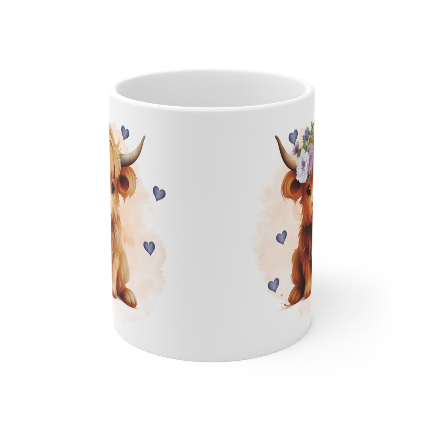 Personalised/Non Personalised Highland Cow, Ceramic Mug 11oz, Highland Cow Mug