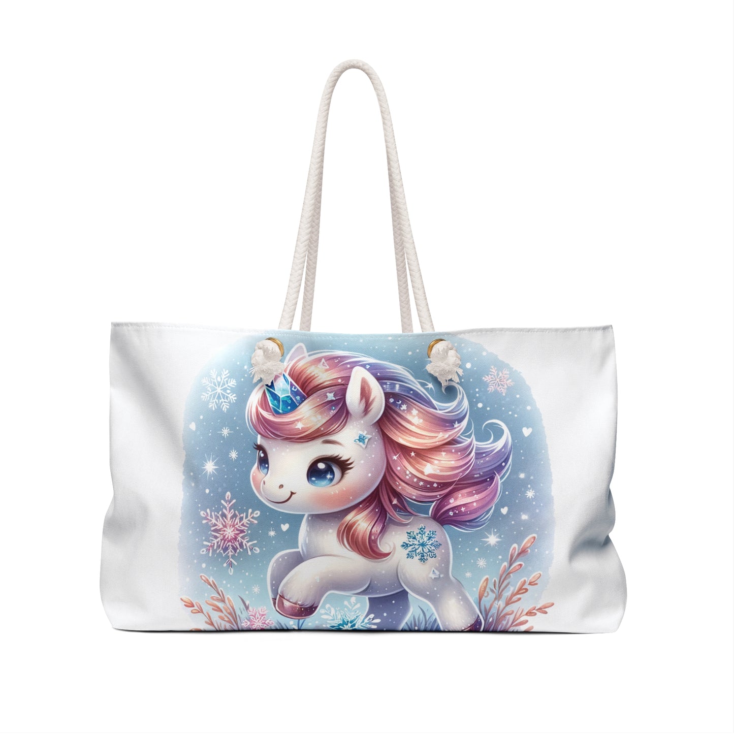 Personalised/Non-Personalised Weekender Bag, Unicorn, Large Weekender Bag, Beach Bag, Book Bag