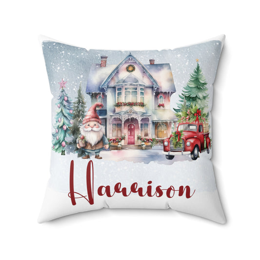 Personalised Christmas Cushion, Polyester Square Cushion, Christmas House cushion