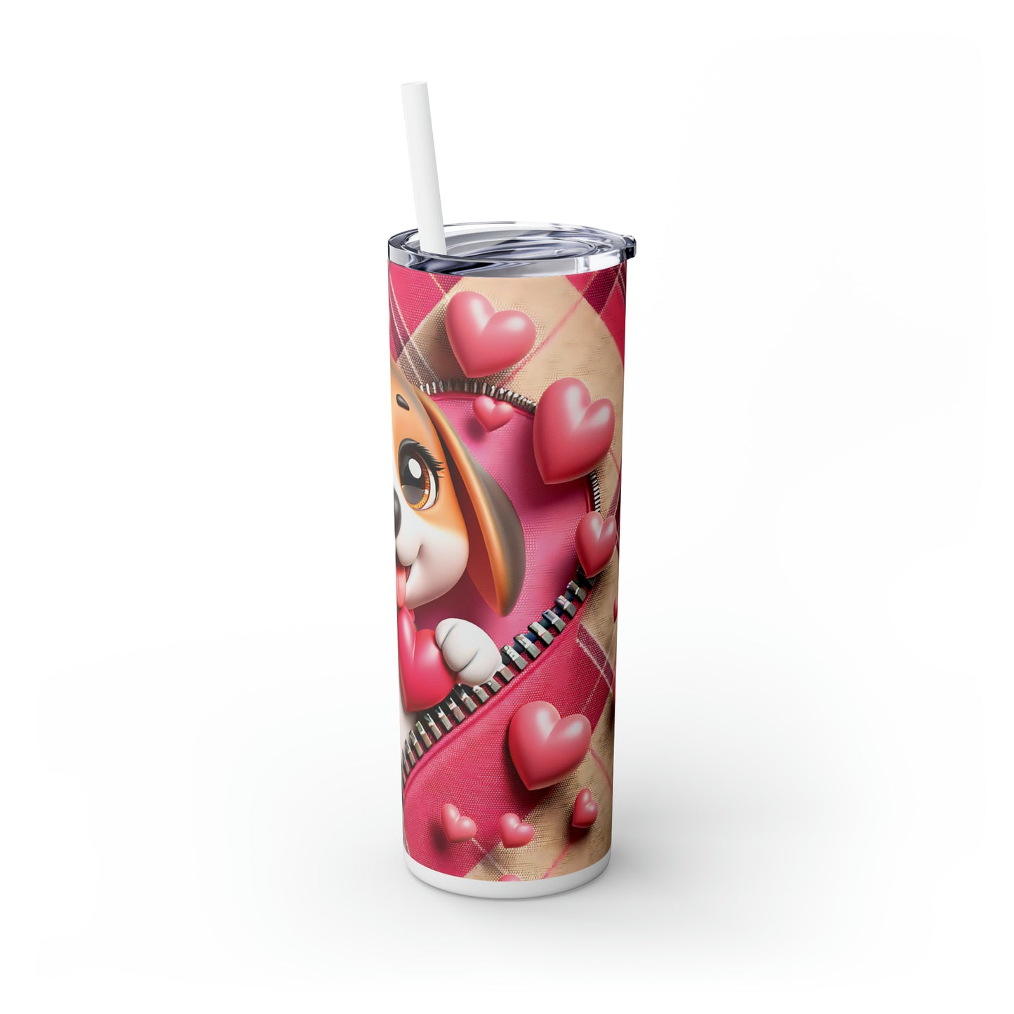 Skinny Tumbler with Straw, 20oz, Dog, Valentines Day, awd-1135