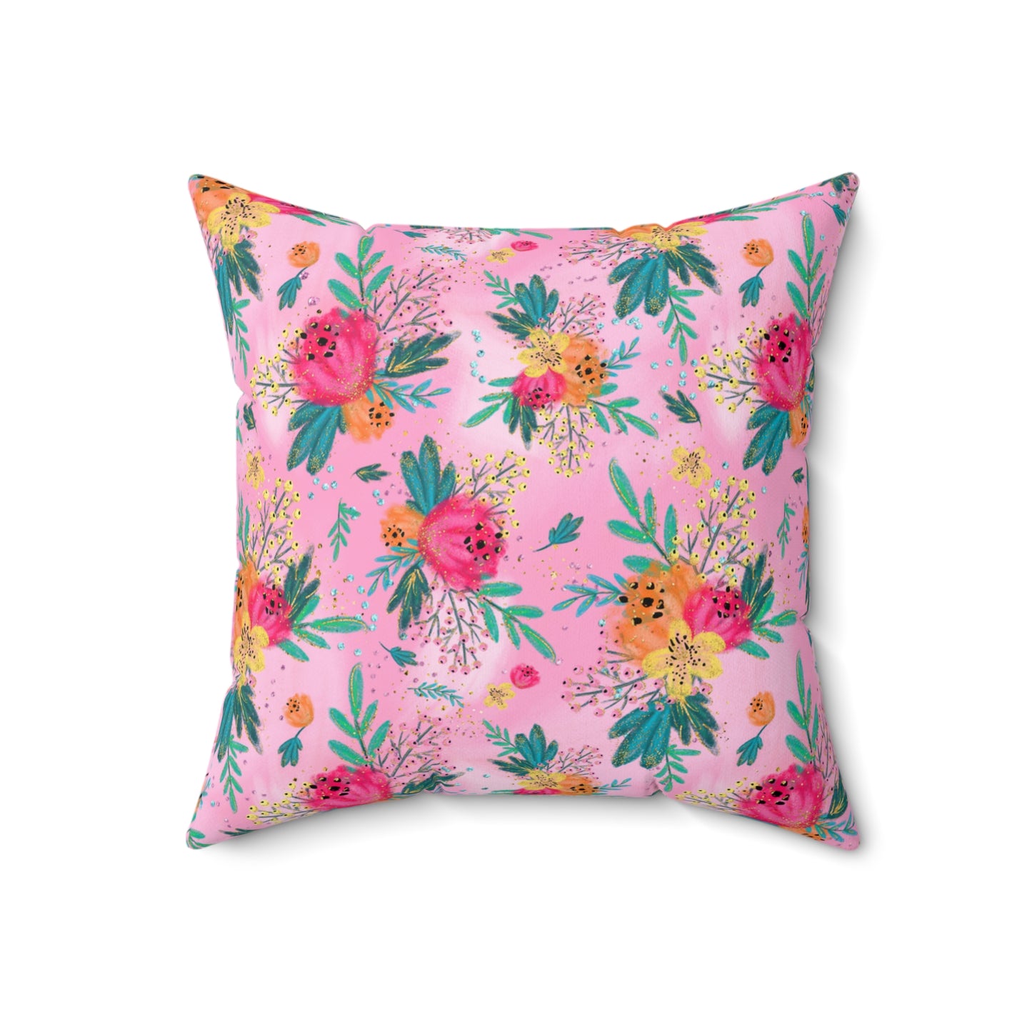 Spun Polyester Square Pillow, Australian Floral Cushion