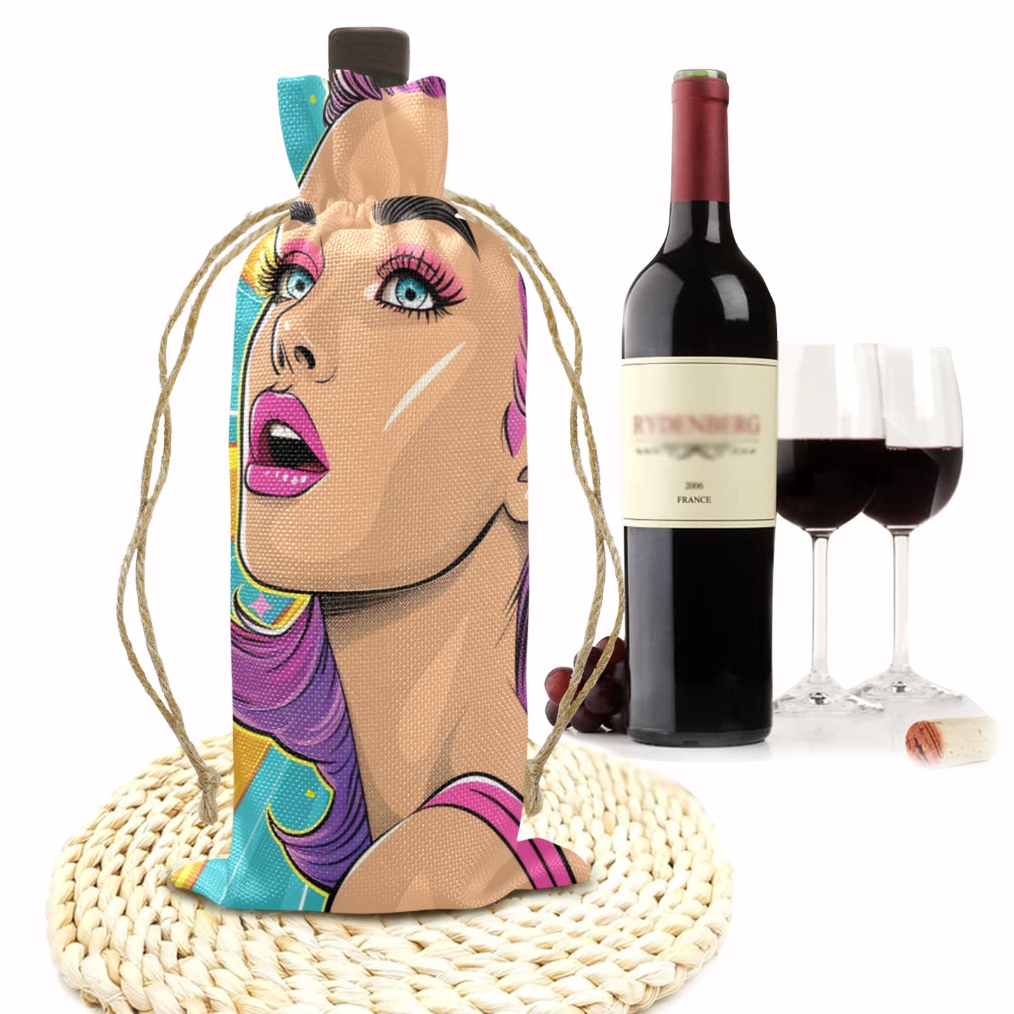 Pop Art awd710 Linen Wine Bottle Bag