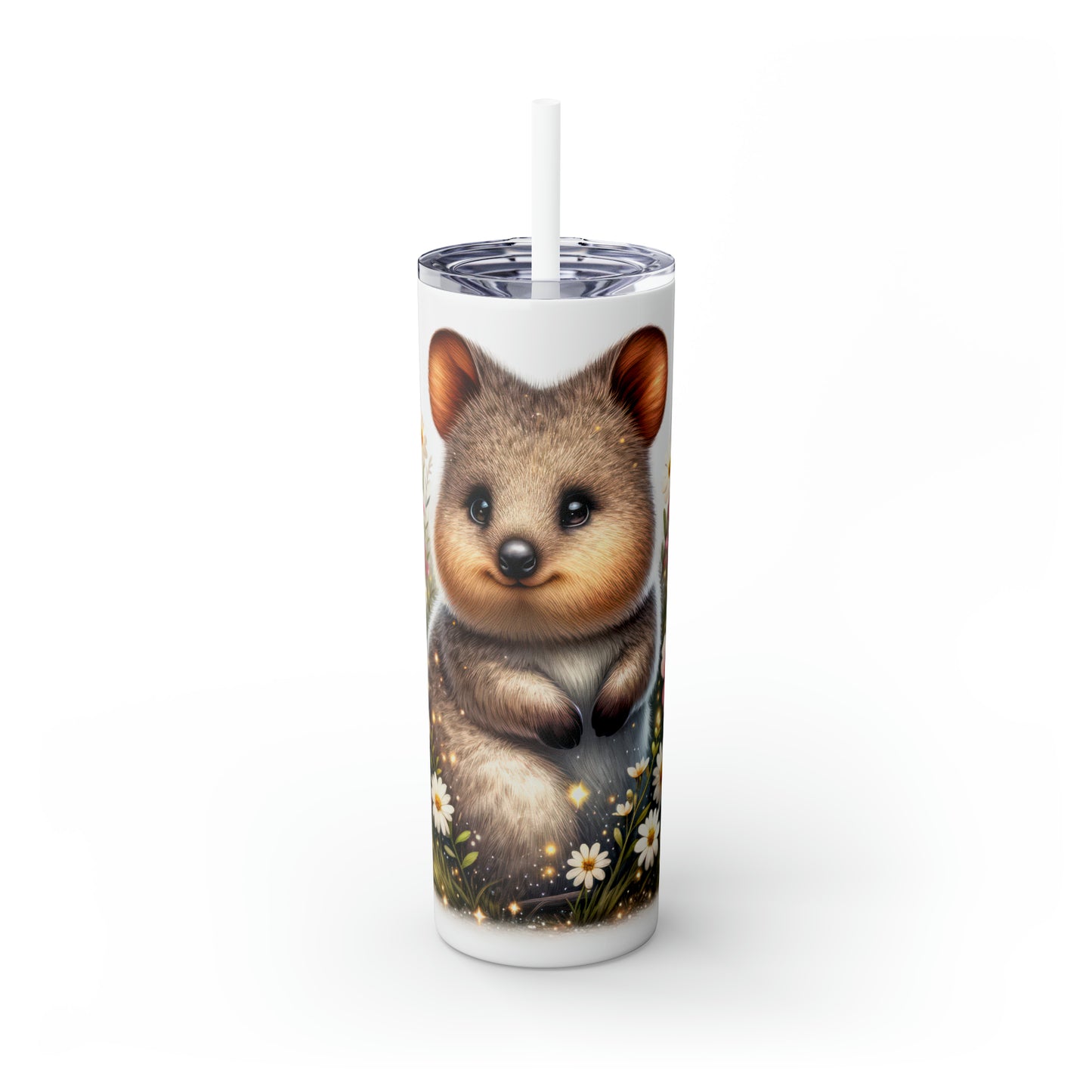 Skinny Tumbler with Straw, 20oz, Australian Animal, Quokka, awd-1332