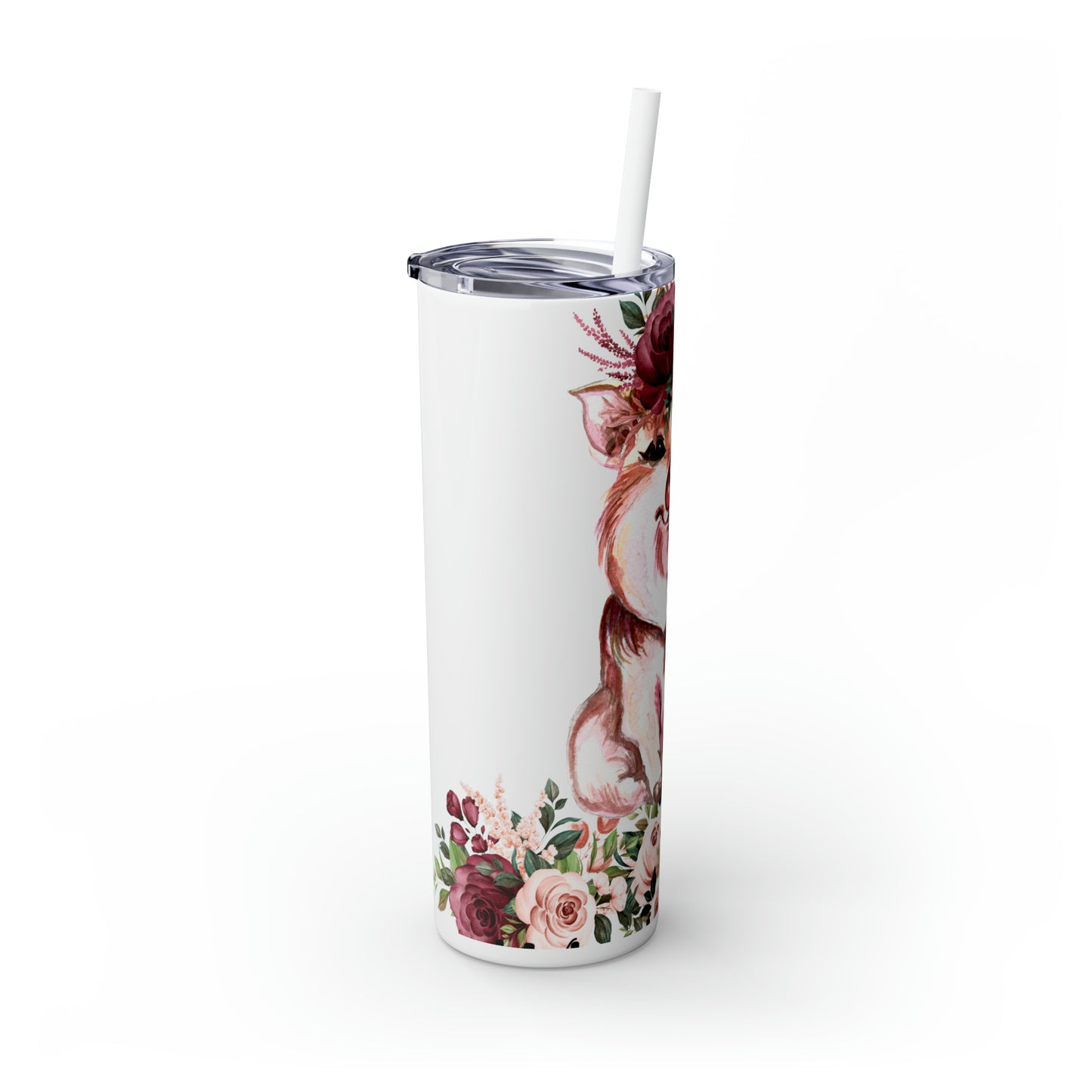 Skinny Tumbler with Straw, 20oz, Pig