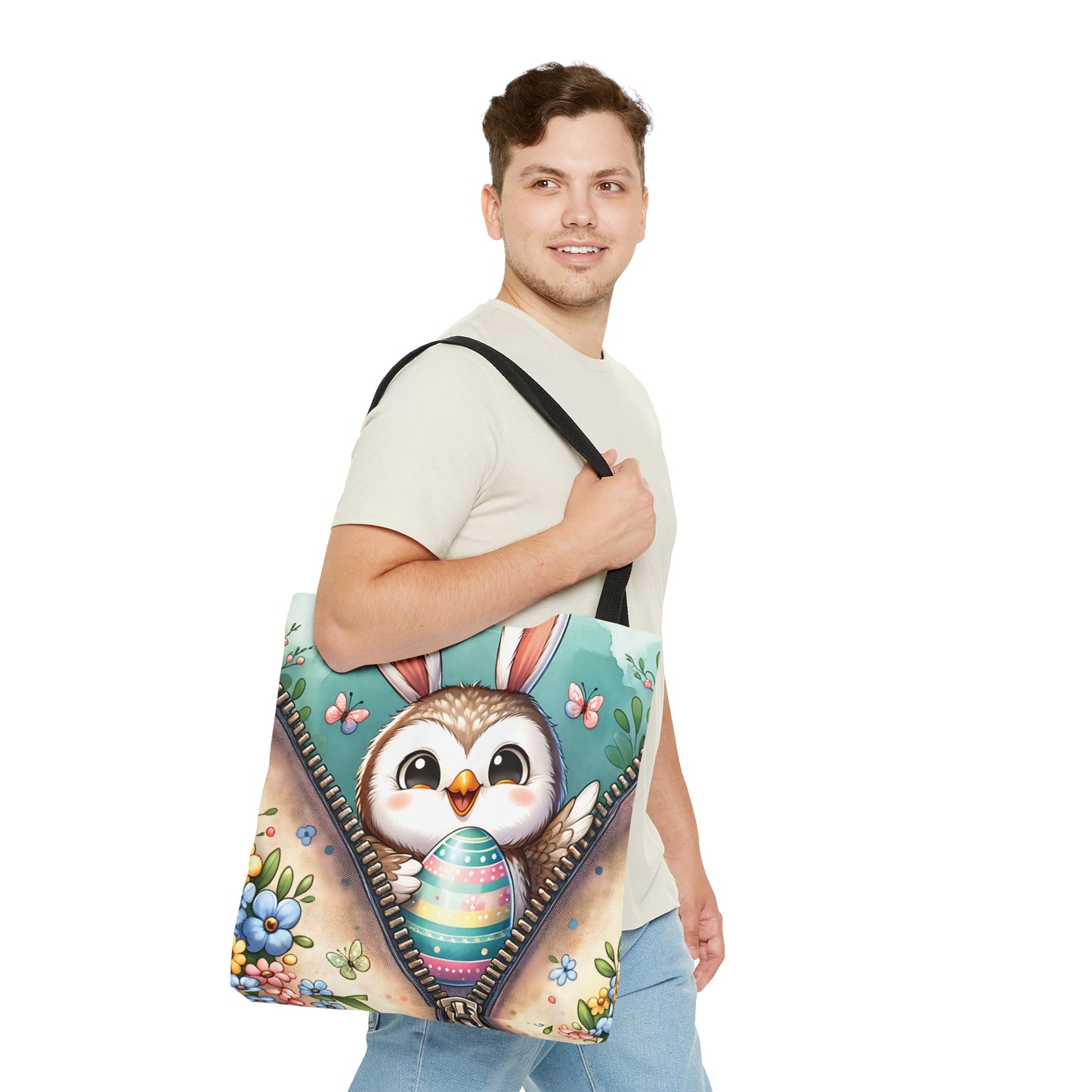 Tote Bag, Easter, Cute Owl with Bunny Ears, Personalised/Non-Personalised Tote bag