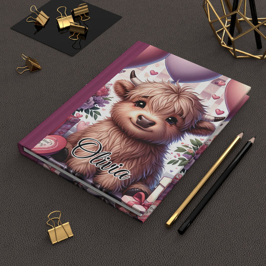 Personalised Hardcover Journal Matte, Highland Cow, awd-1453a