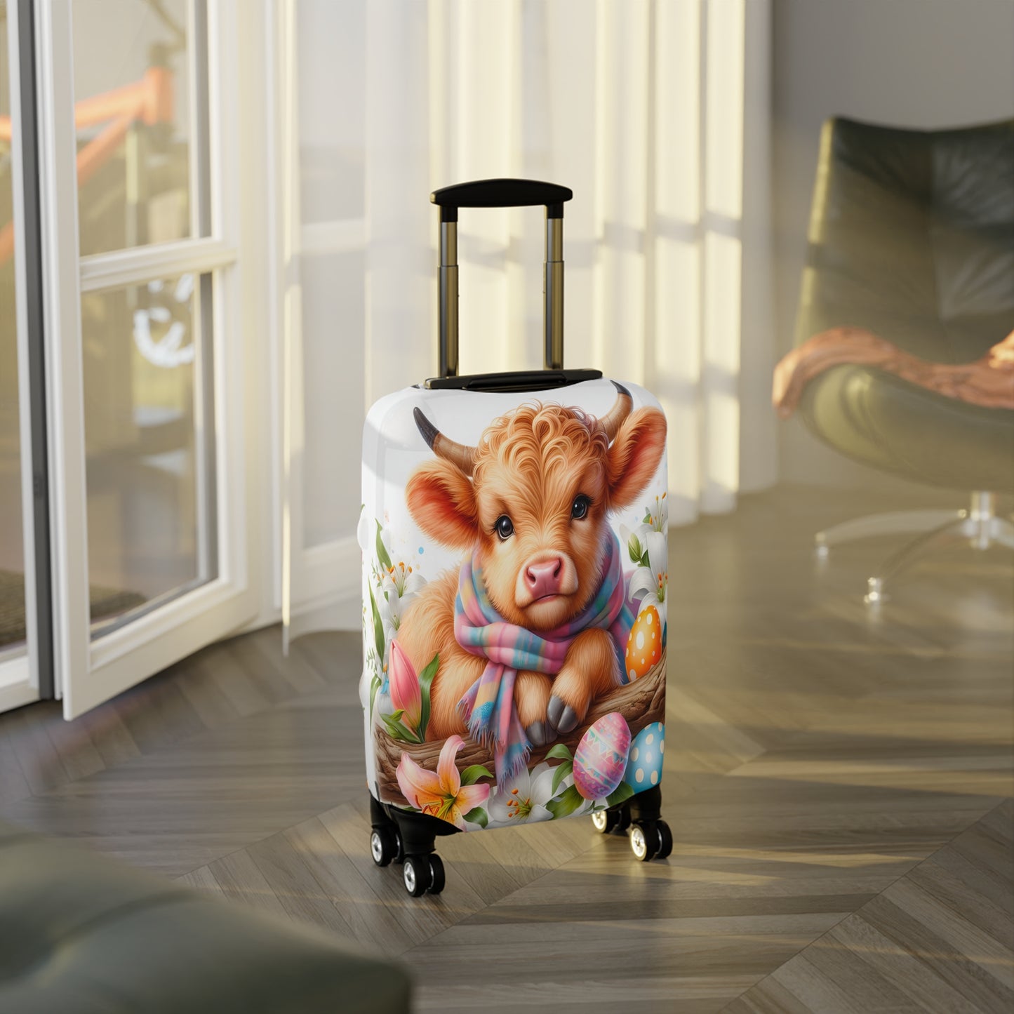 Luggage Cover, Easter, Highland Cow, awd-1621