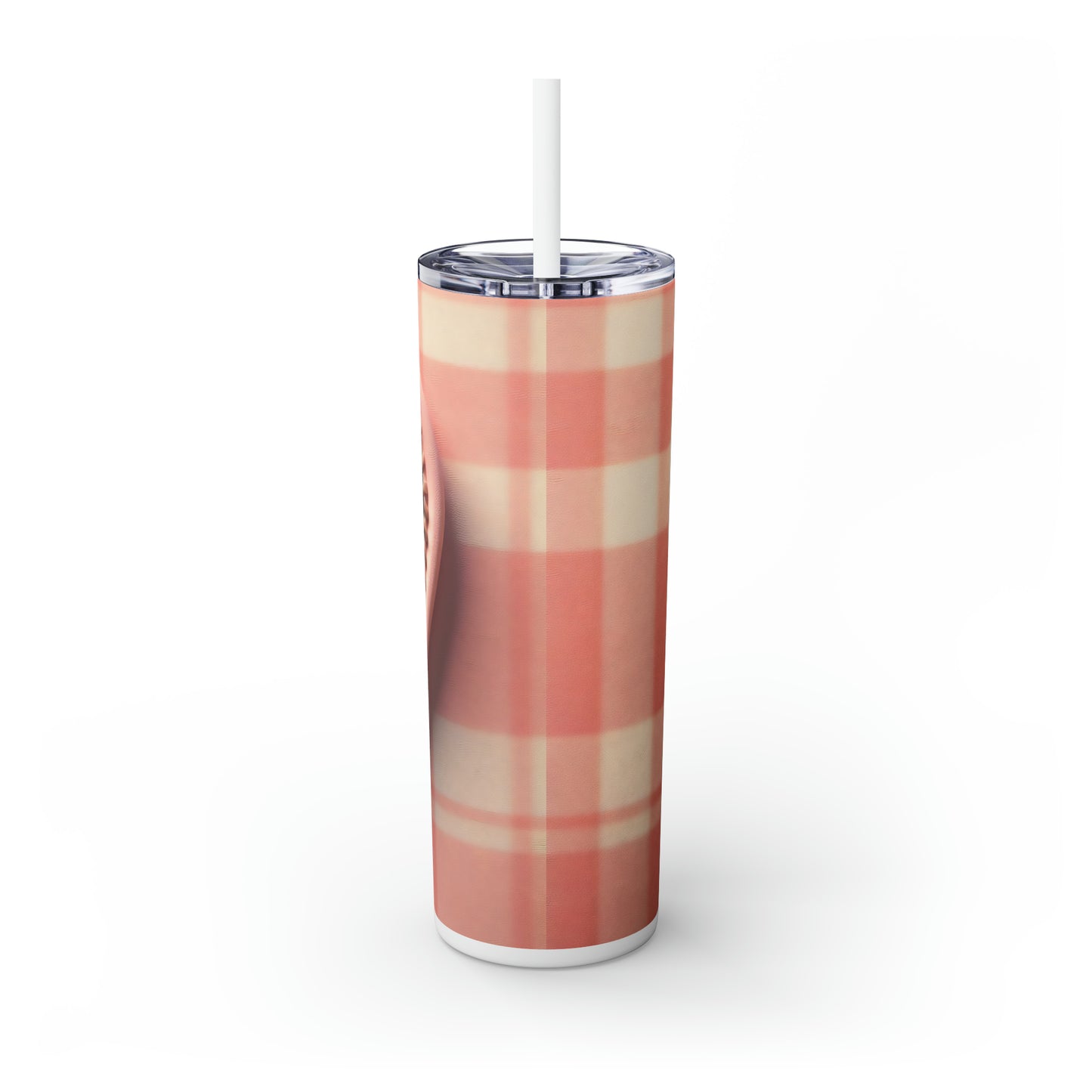 Skinny Tumbler with Straw, 20oz, Penguin, Valentines Day