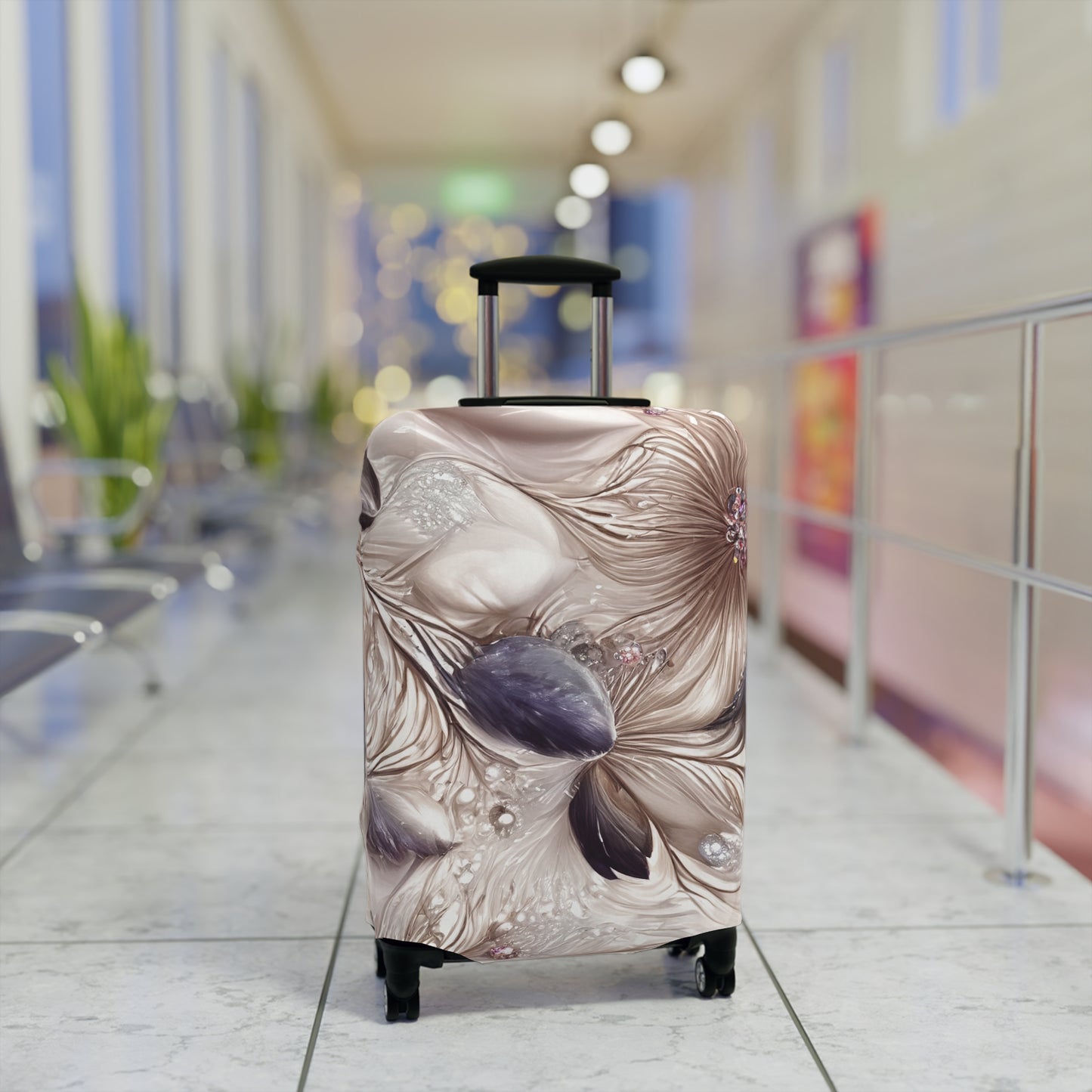 Luggage Cover, Beige Floral-2