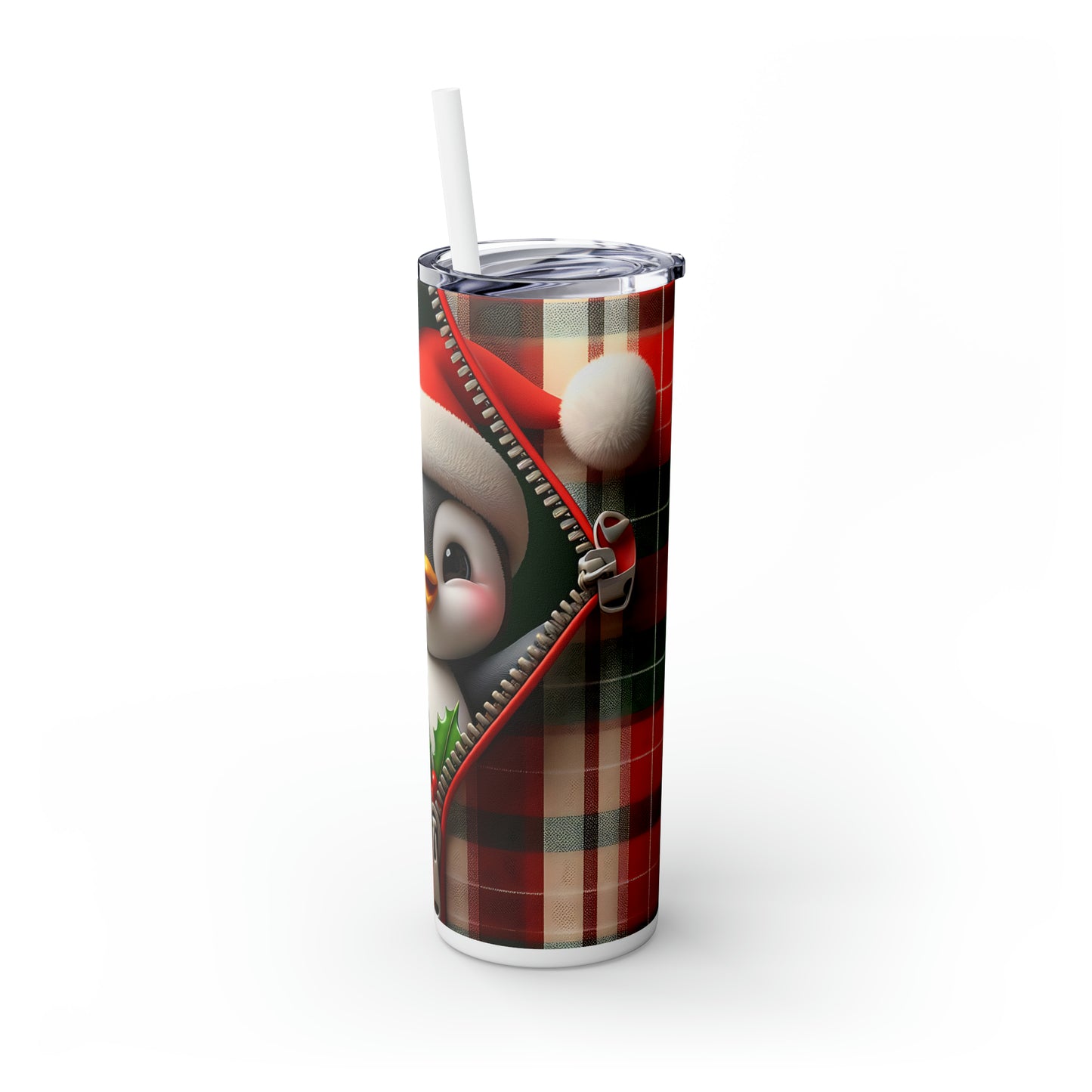 Skinny Tumbler with Straw, 20oz, Penguin