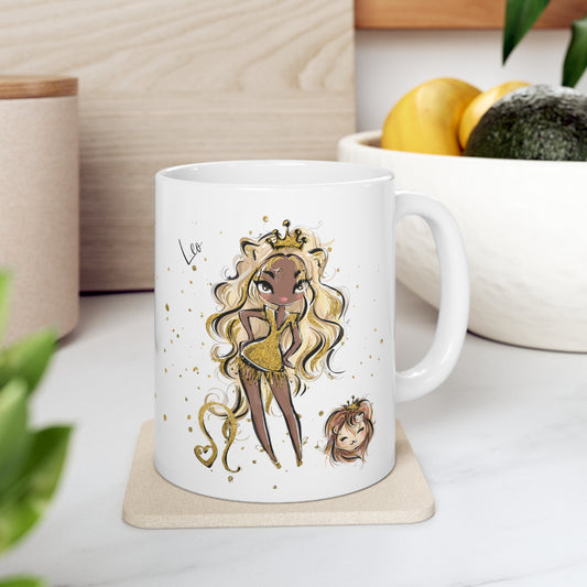 Personalised/Non Personalised Zodiac Sign, Leo, Ceramic Mug 11oz