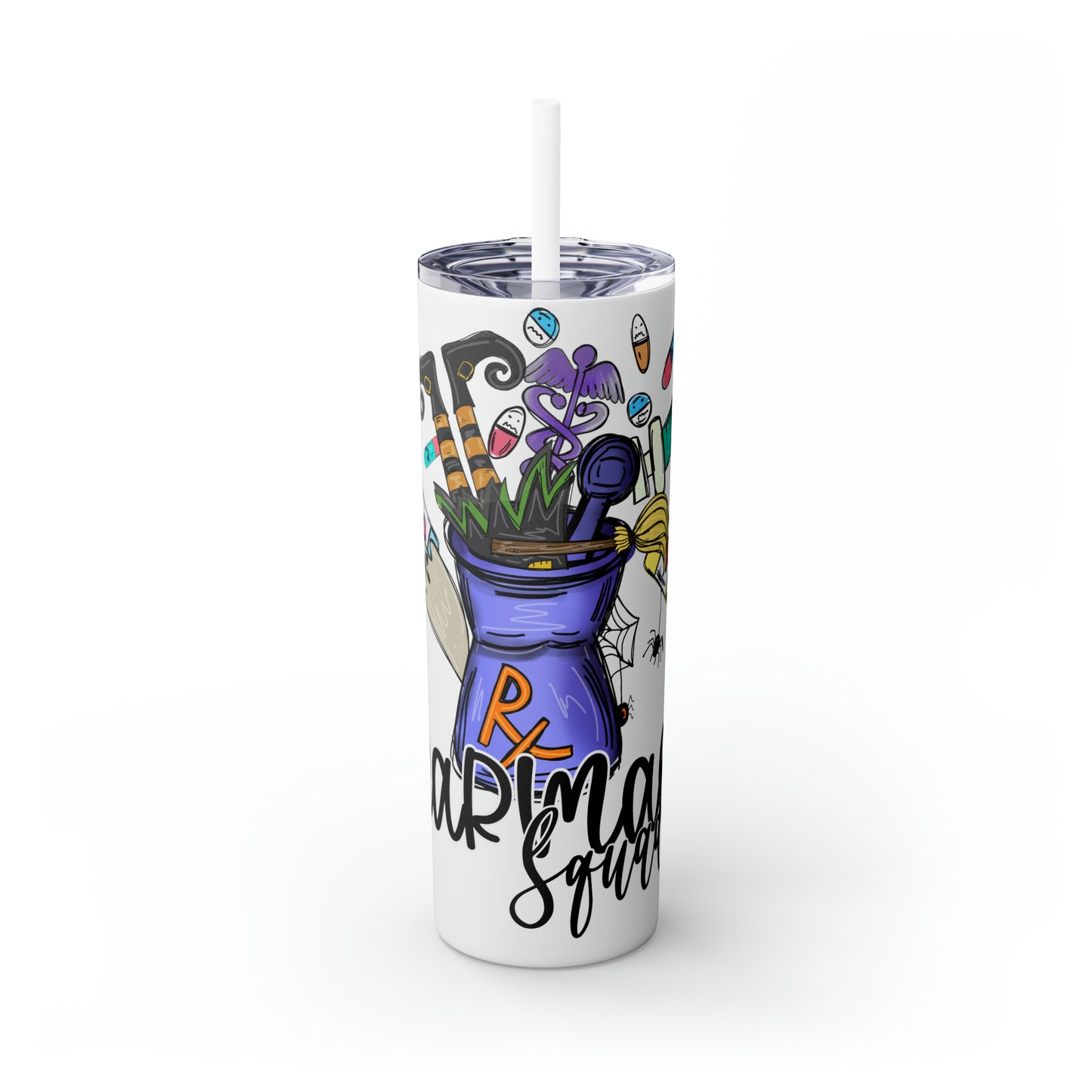 Skinny Tumbler with Straw, 20oz, Pharmacy Squad