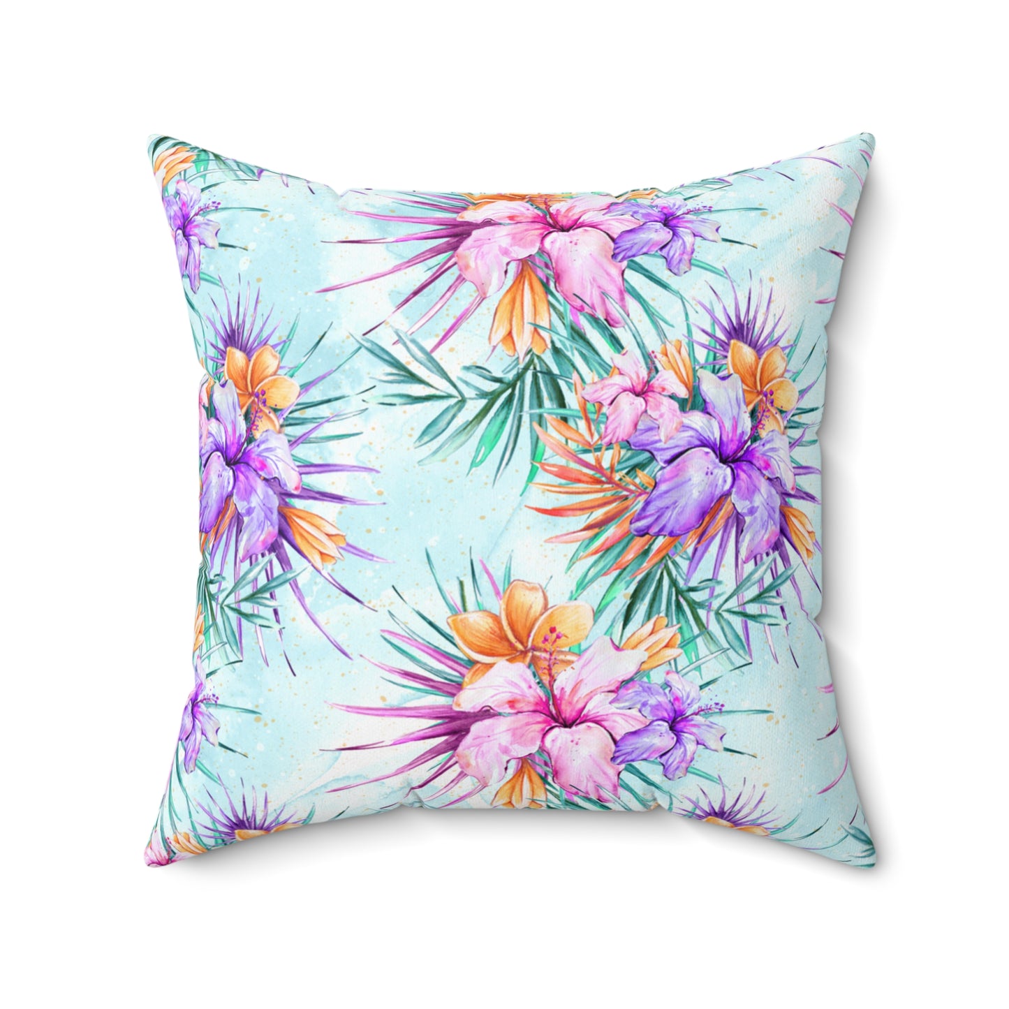 Spun Polyester Square Pillow, Summer Floral Cushion