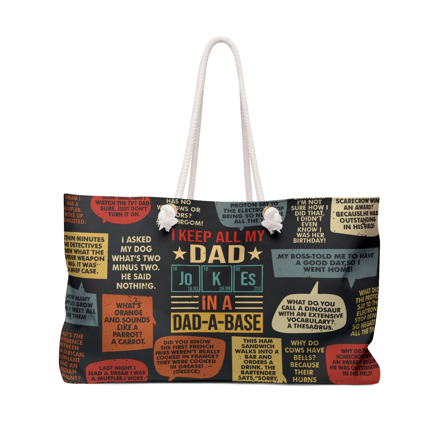 Personalised/Non-Personalised Weekender Bag, Dad Jokes, Large Weekender Bag, Beach Bag, Book Bag