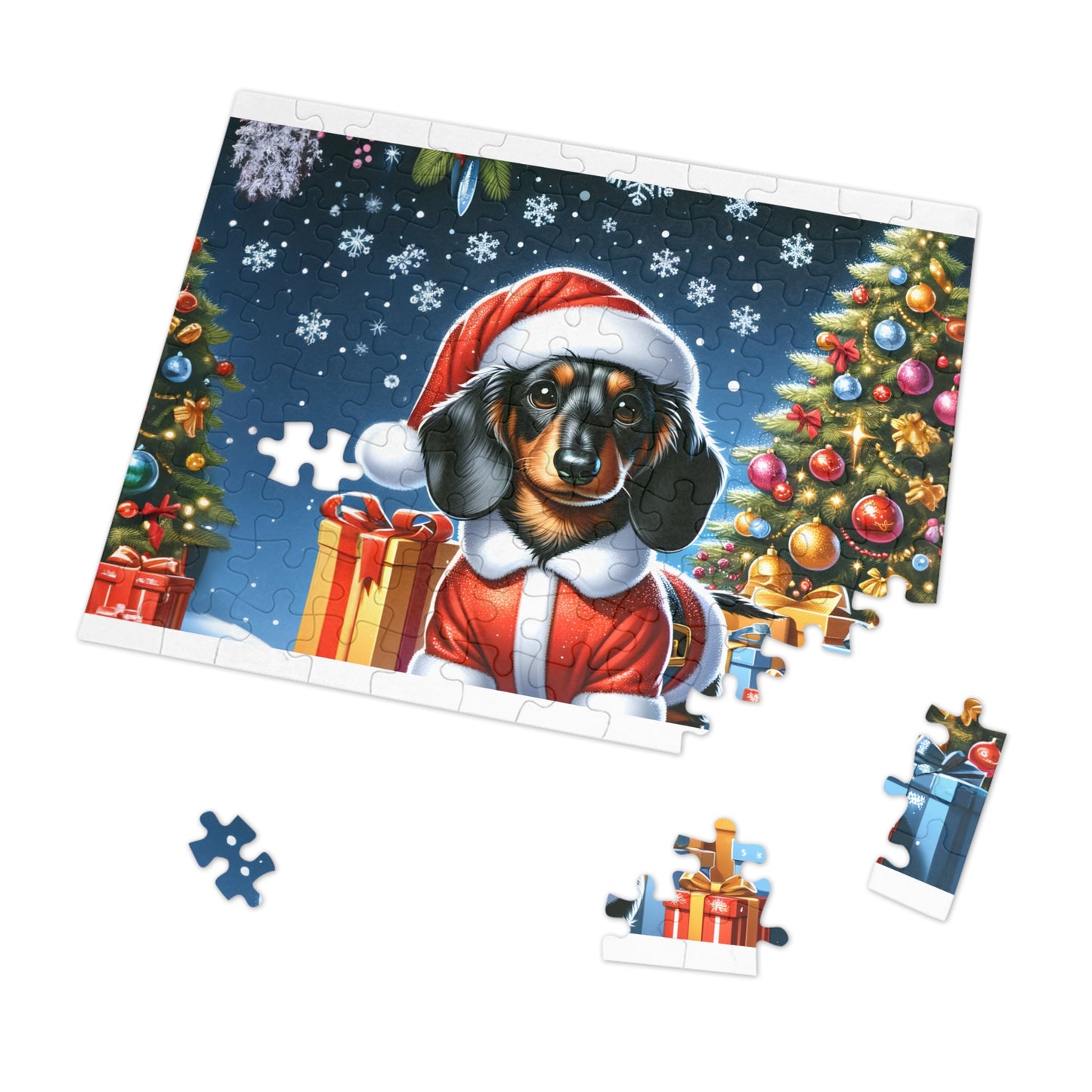 Jigsaw Puzzle, Christmas, Dashound, Personalised/Non-Personalised (30, 110, 252, 500,1000-Piece)