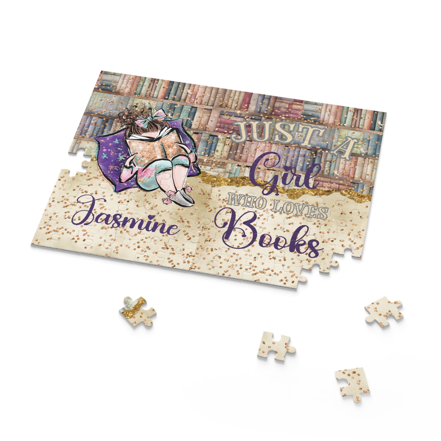 Puzzle, Just a Girl who Loves Books, Brunette Hair, Personalised/Non-Personalised, (120, 252, 500-Piece)