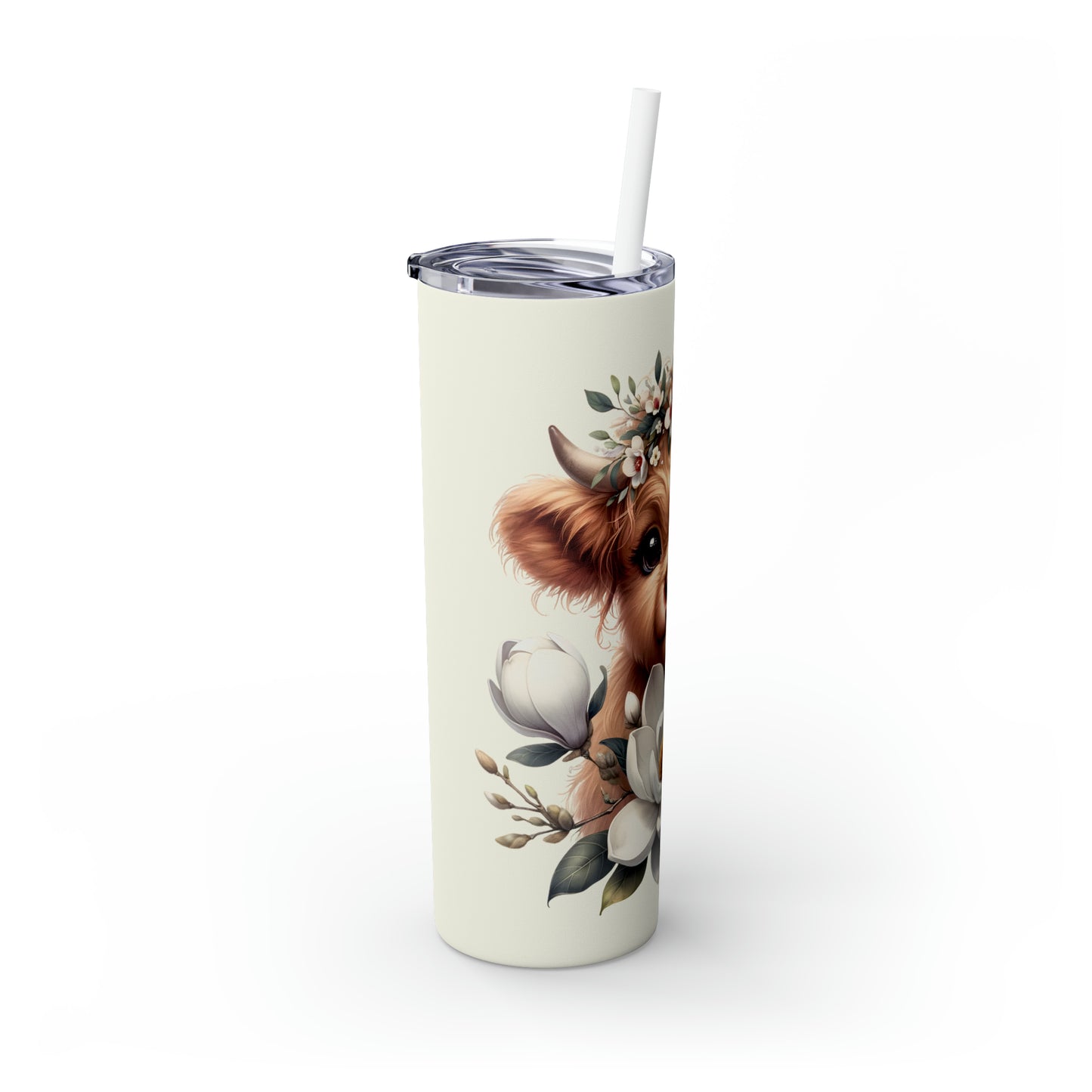 Skinny Tumbler with Straw, 20oz, Baby Highland Cow