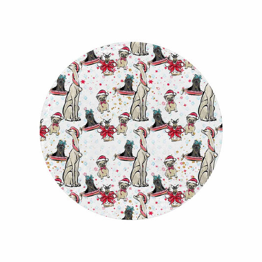 Dog Christmas  Circular Micro Fleece Blanket 60"