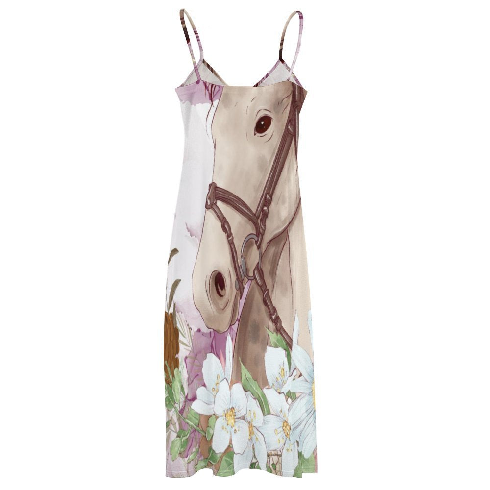 Horse Spaghetti Strap Ankle-Length Dress Long dress