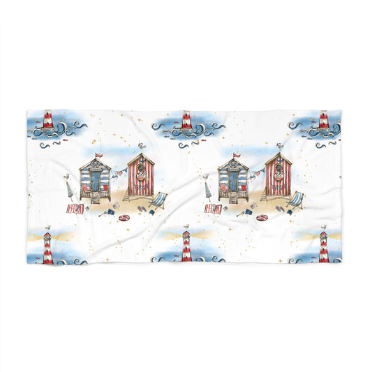 Beach Towel, Beach Huts, Polycotton Towel, 2 sizes Available