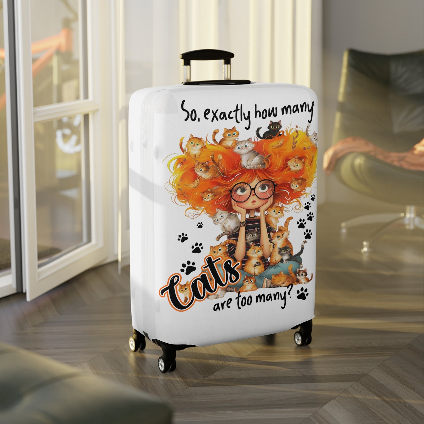 Luggage Cover, Cat, Funny Quote, So how many cats are too many, awd-4016