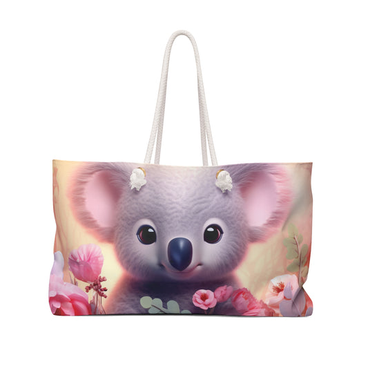 Personalised/Non-Personalised Weekender Bag, Koala, Large Weekender Bag, Beach Bag, Book Bag