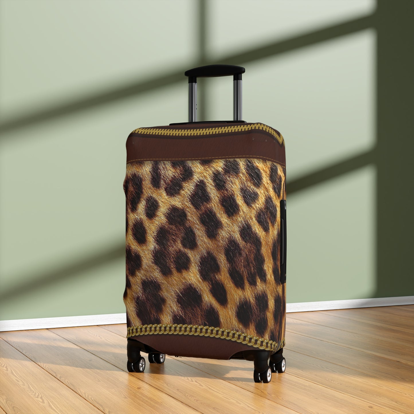 Luggage Cover, Brown and Gold Leopard Print, awd-1700