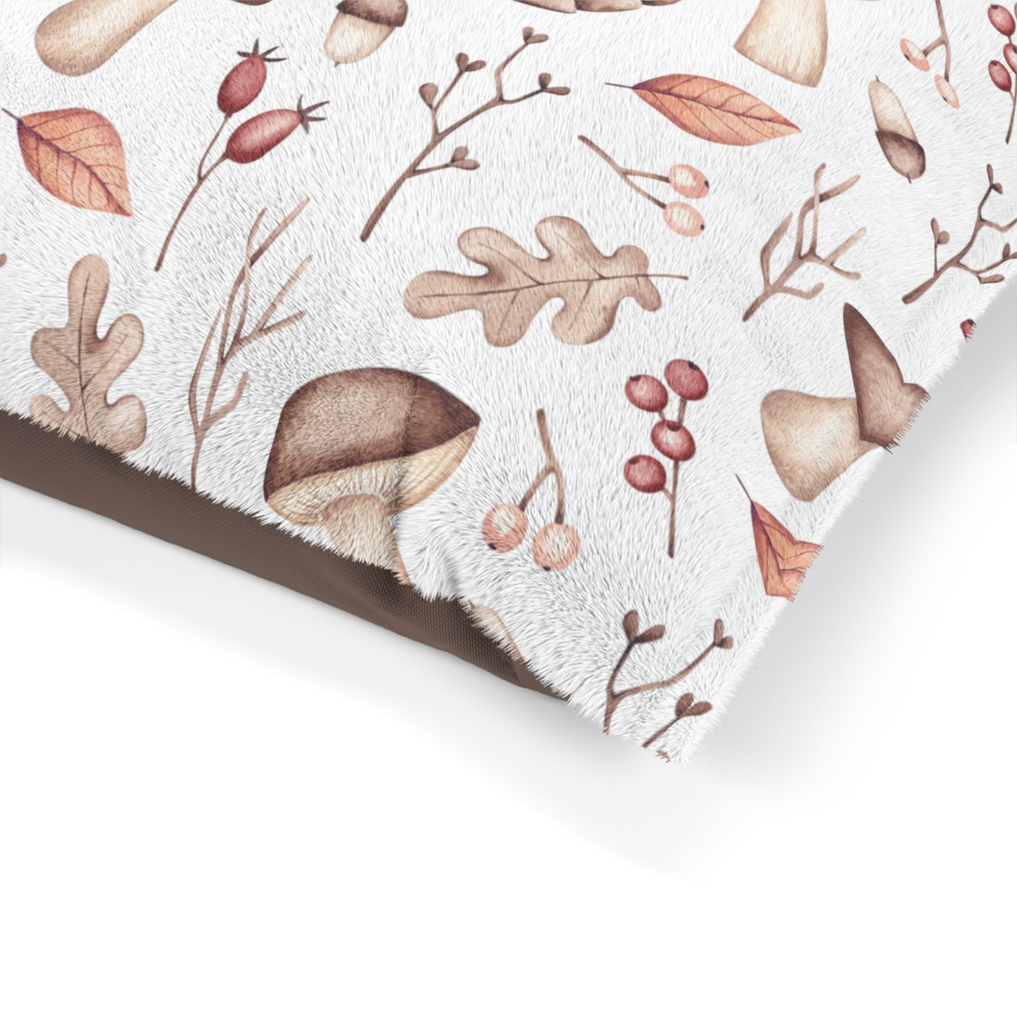 Luxury Pet Bed, feather soft fleece, Mushroom Print