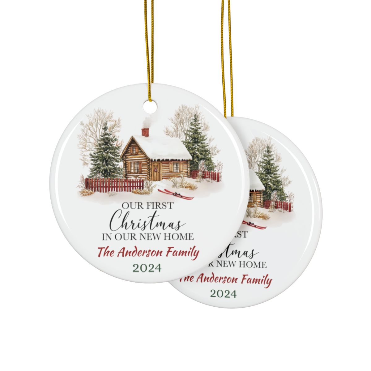 Our first Christmas in Our New Home 3 Personalised Ceramic Ornaments