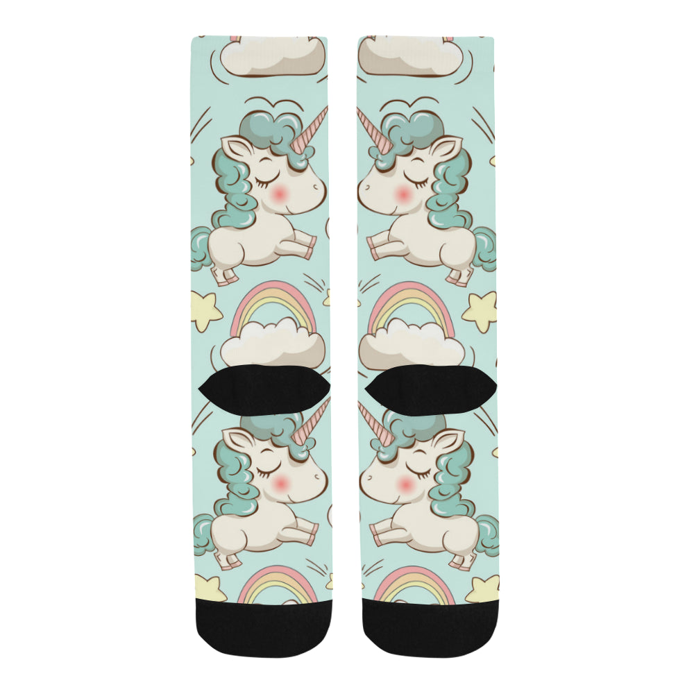 cute unicorns clouds rainbow and stars Trouser Socks