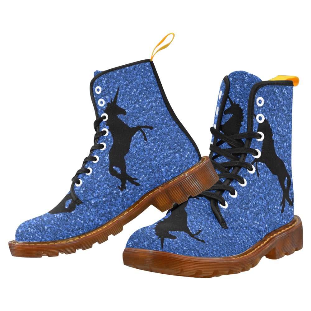 unicorn on blue glitter honey Martin Boots For Men Model 1203H