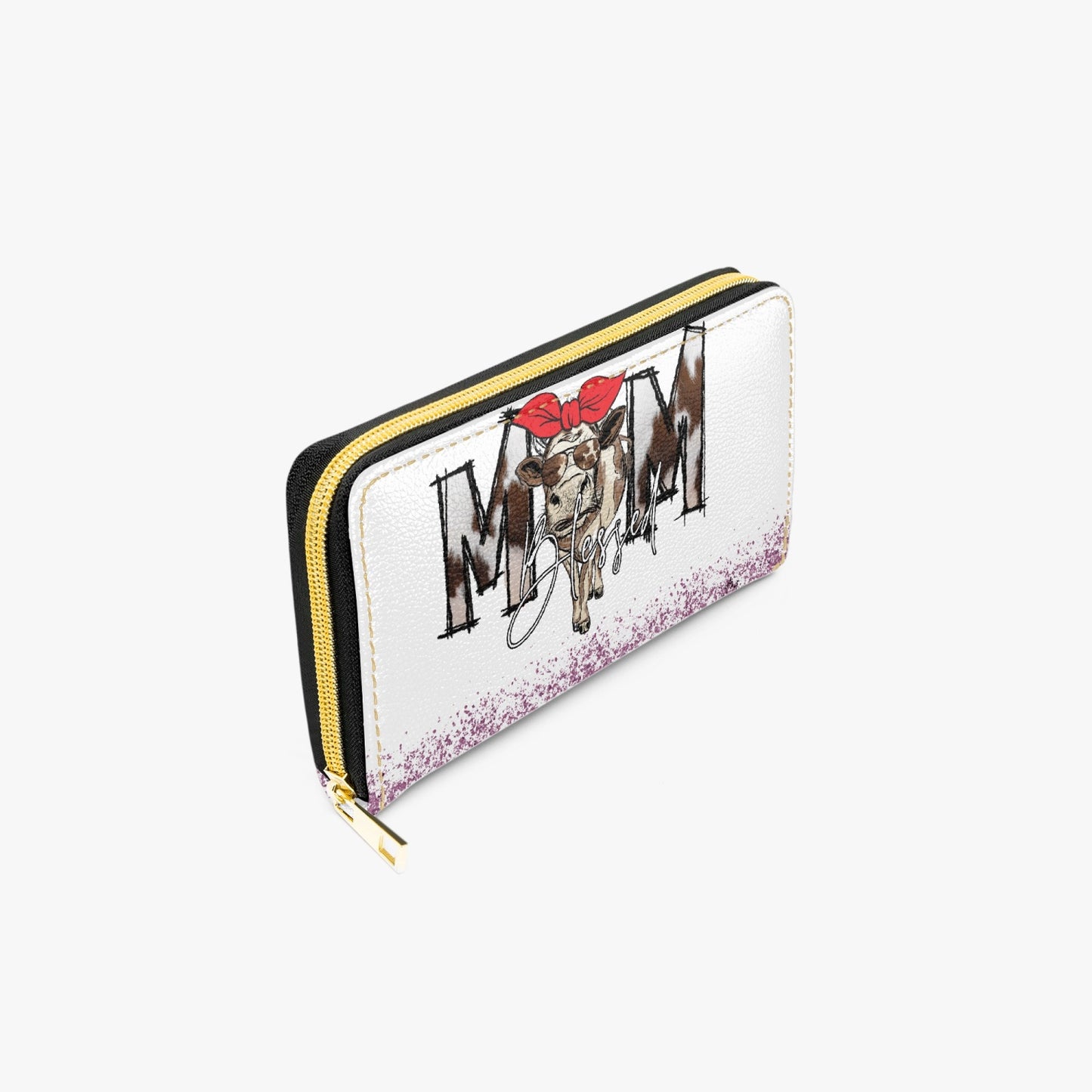 Long Type Zipper Purse - Cow, Blessed Mum/Mom