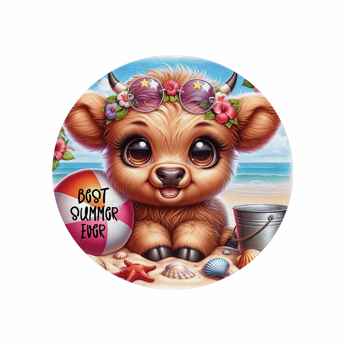 Highland Cow Awd35110  Circular Micro Fleece Blanket 47"