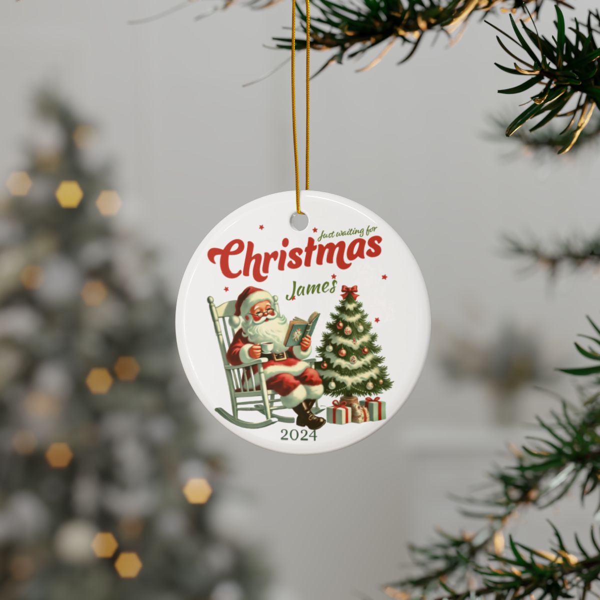 Personalized Ceramic Ornament, Christmas Tree Decoration, Custom Holiday Gift, Santa Design, Family Keepsake, Gift for Loved Ones