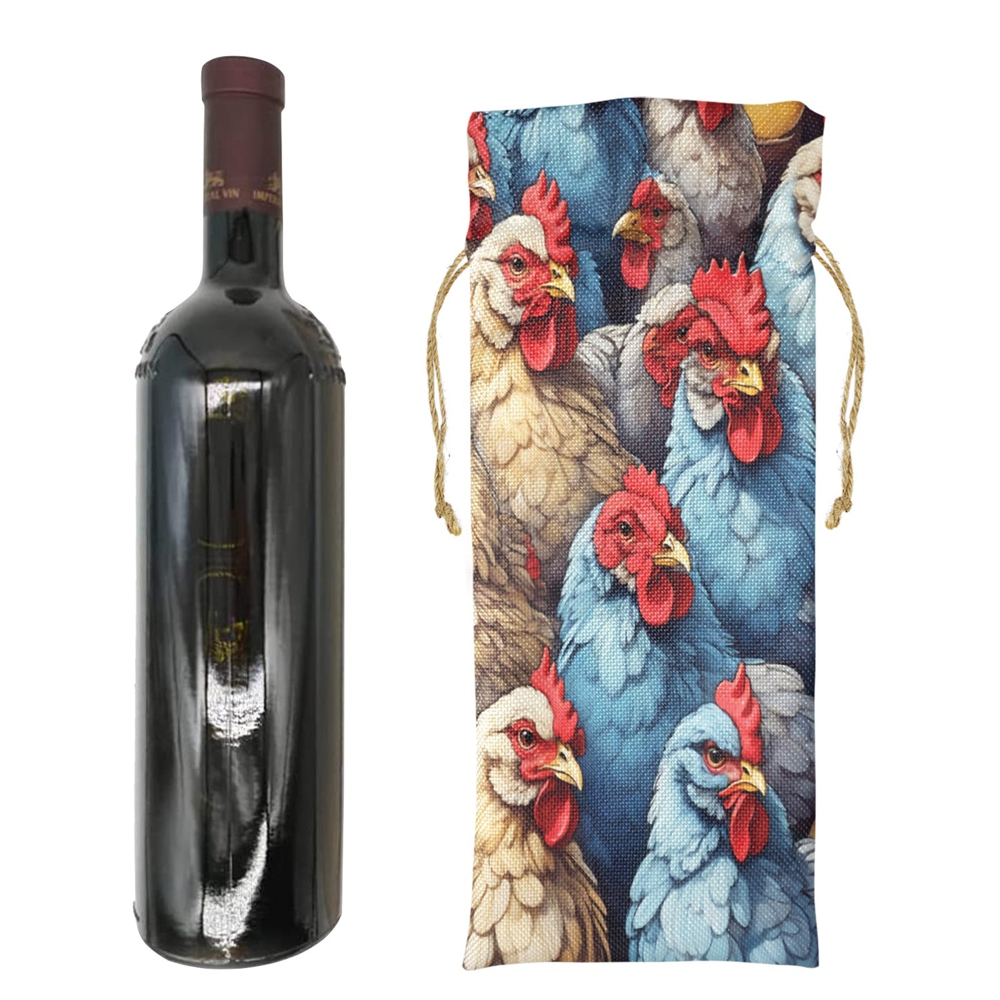 Roosters awd441 Linen Wine Bottle Bag