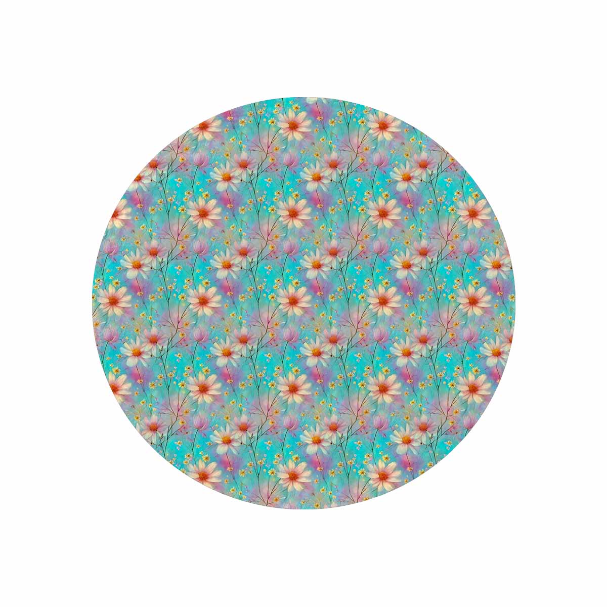 Green Floral  Circular Micro Fleece Blanket 47"