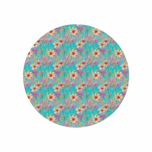 Green Floral  Circular Micro Fleece Blanket 47"