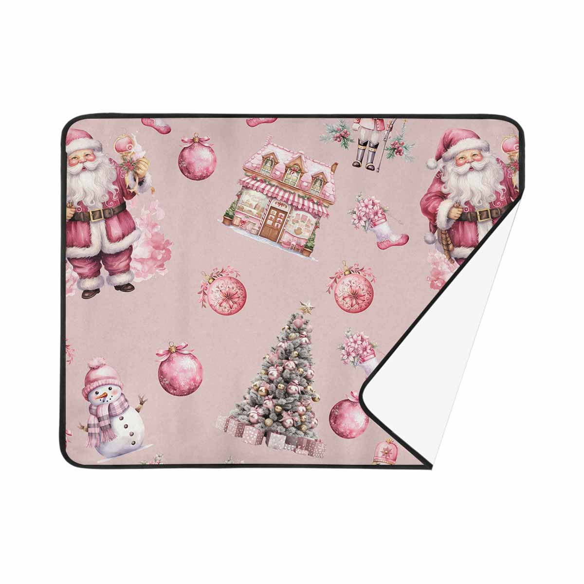 Pink Chirstmas Santa  Beach Mats 78"x 60"