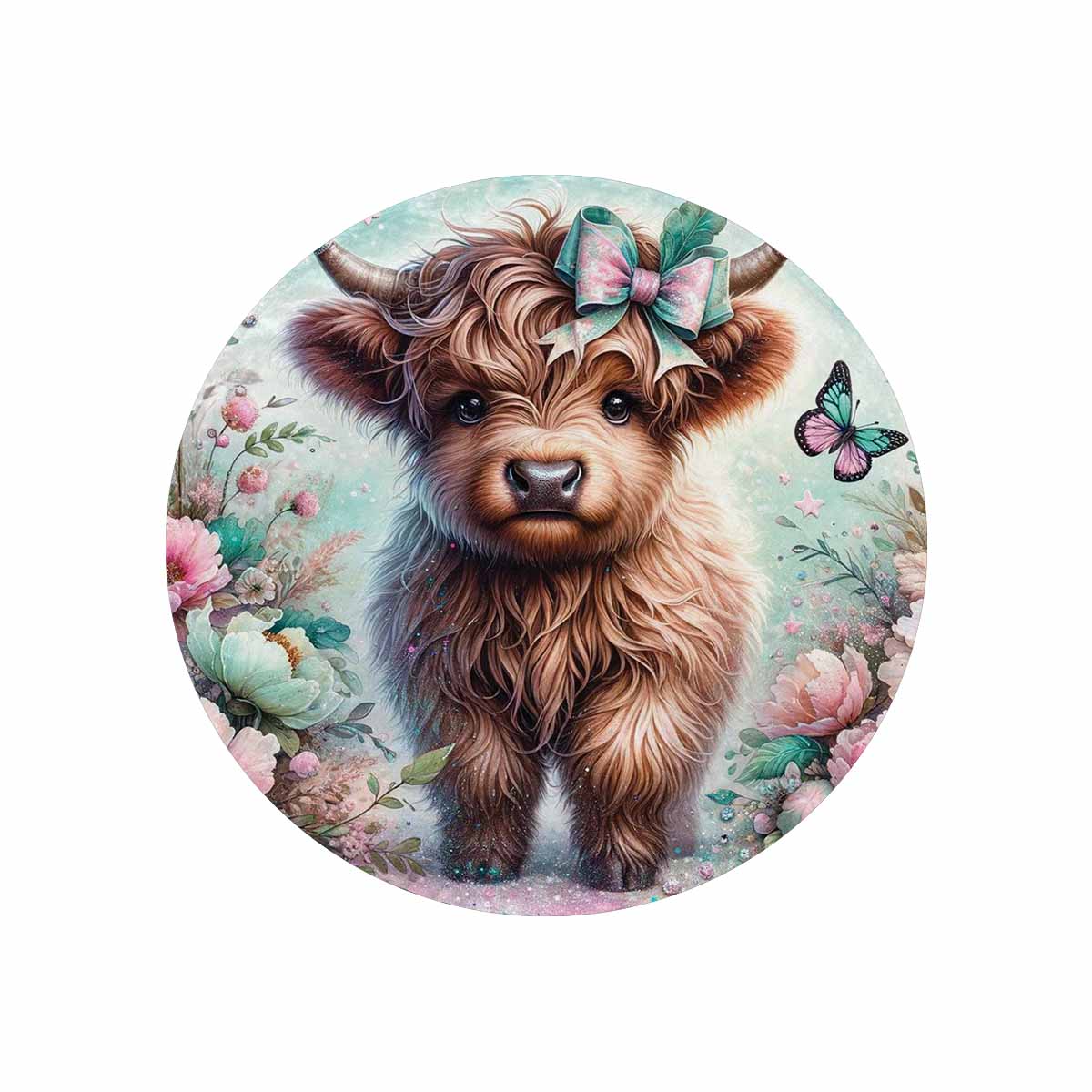 Higland Cow Awd1418  Circular Micro Fleece Blanket 60"