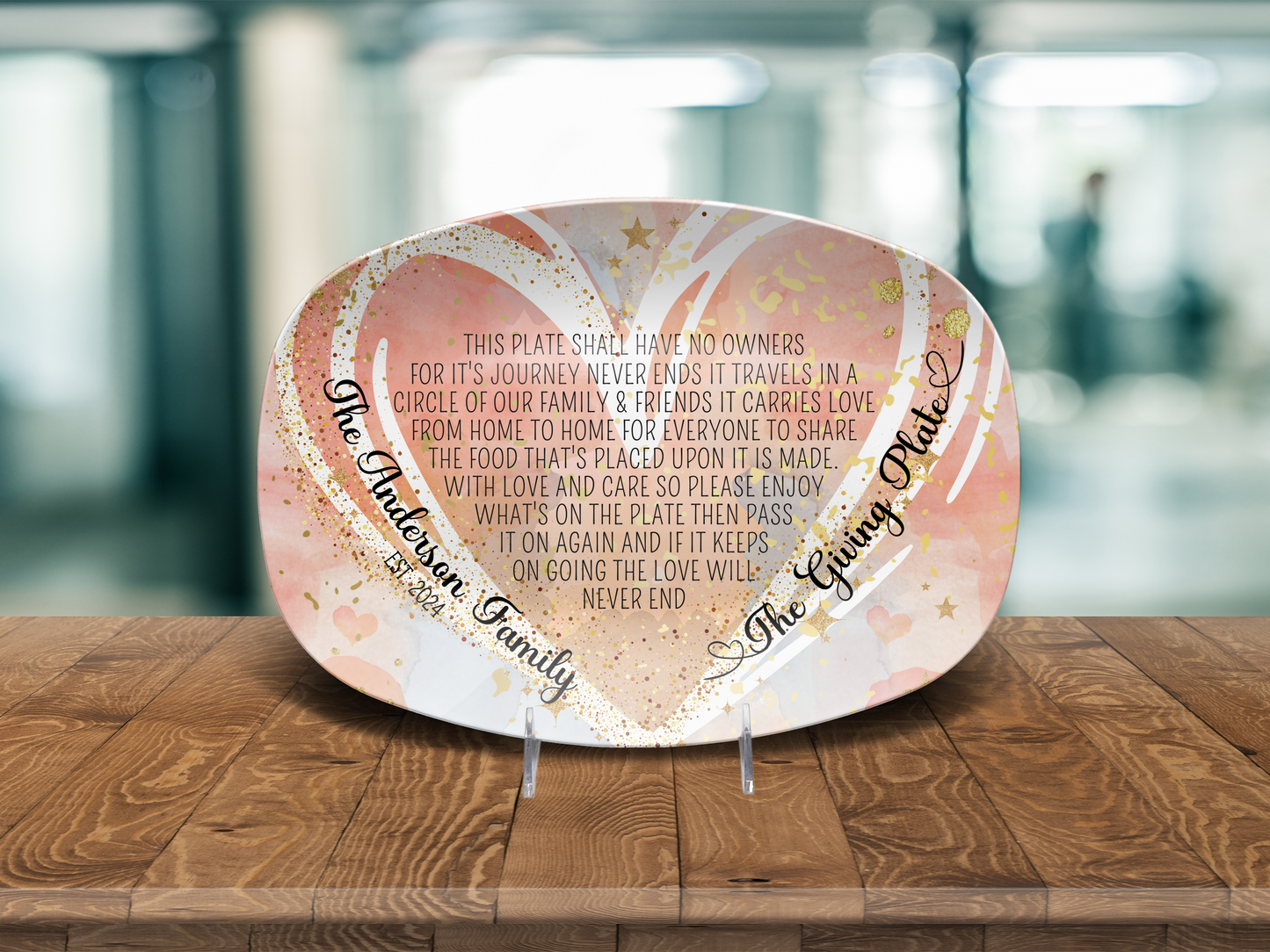 Personalised Heart The Giving Plate Platter, 10"x14" Platter